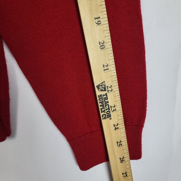 Turnbury Merino Wool Sweater Men's Large Red V Neck Warm Cabincore Preppy - Picture 5 of 8